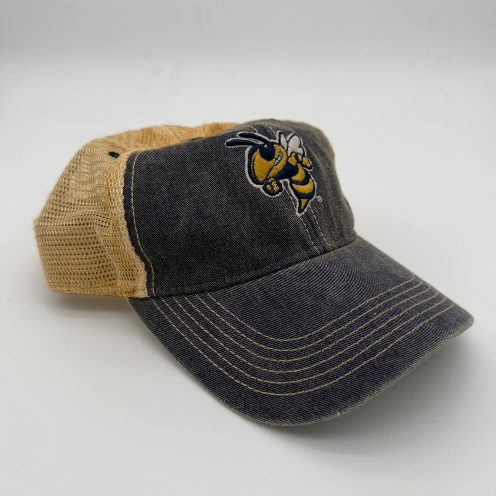 Legacy Georgia Tech Yellow Jackets Trucker Hat Navy Blue Tan Mesh Snapback Cap